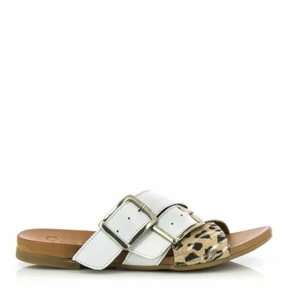Дамски Равни Чехли  CARLO FABIANI - 030-02-0076  WHITE-BEIGE