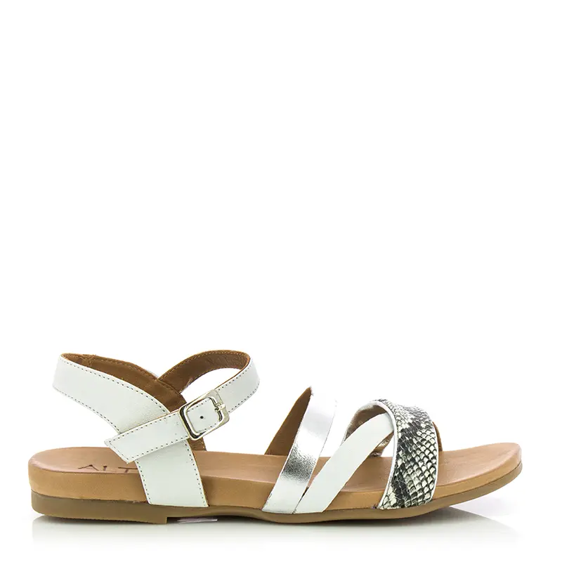 Дамски Равни Сандали  ALTEA - 030-13-1-0049  OFF WHITE-MTLC SILVER