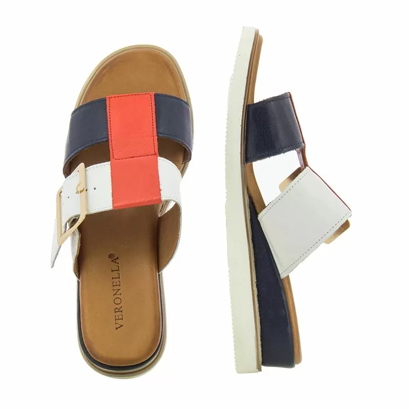 Дамски Чехли На Платформа VERONELLA - 030-159-0944 WHITE-RED-NAVY