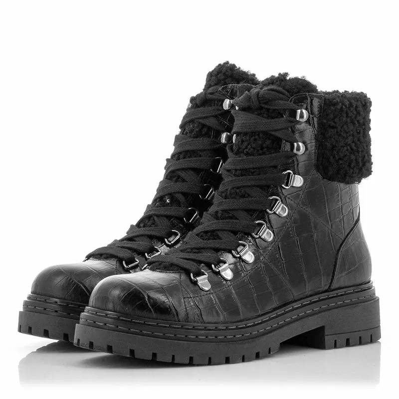 Дамски Кубинки CARLO FABIANI - 108521 BLACK KROKO - Image 5