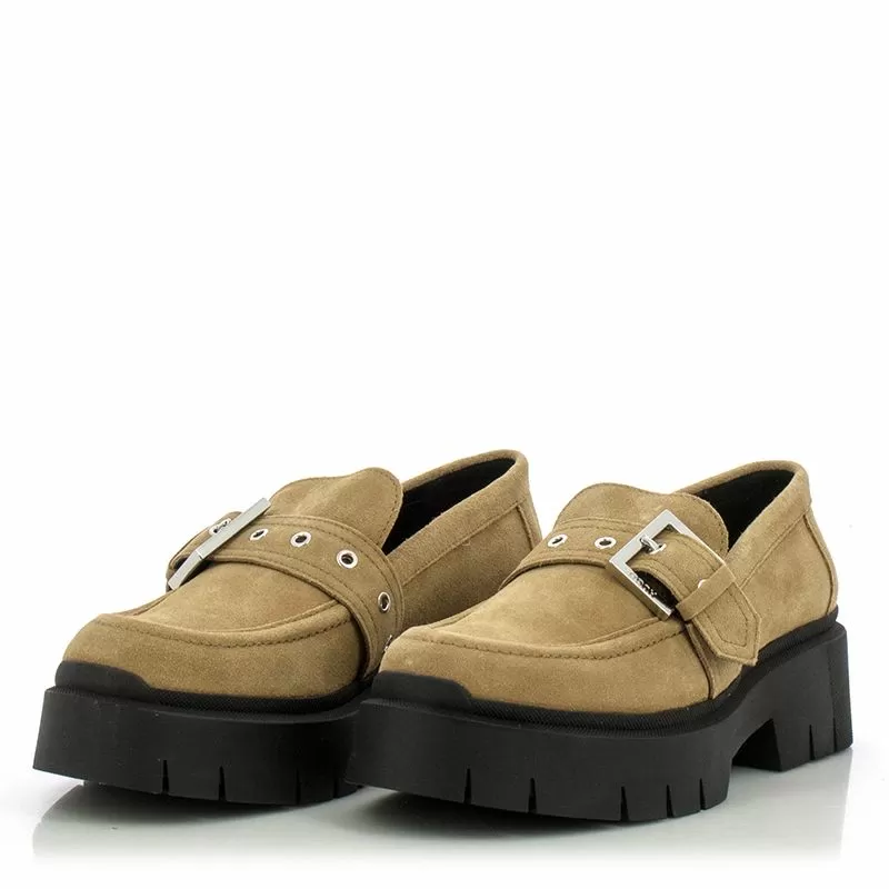 Дамски Лоуфър HUGO - 50541731 KRIS LOAFER BKSD OPEN BEIGE - Image 5