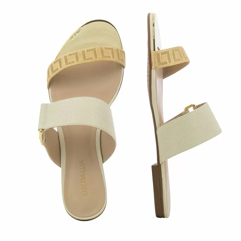 Дамски Равни Чехли LUZ DA LUA - 53120010 PRETO- PANNA/PANNA