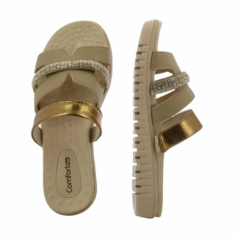 Дамски Равни Чехли RAMARIM - 2445402 WALNUT/NATURAL/BRONCE