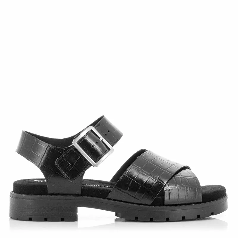 Дамски Равни Сандали CLARKS - 26176321 ORINOCO CROSS BLACK INTEREST