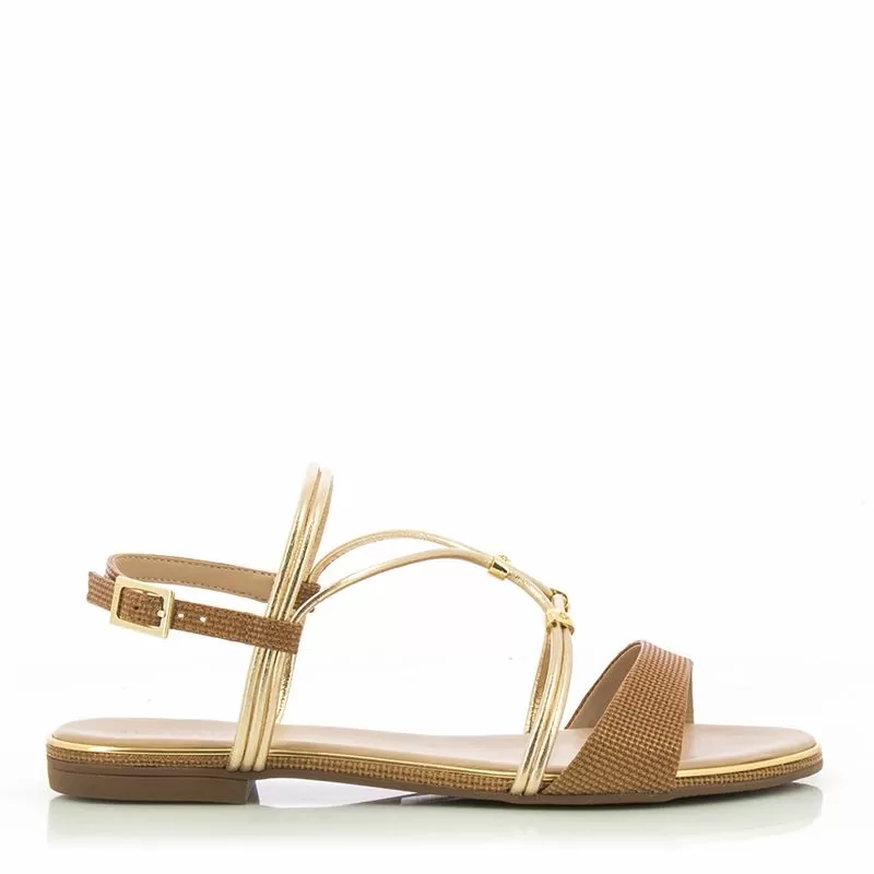 Дамски Равни Сандали LUZ DA LUA - 54870040 AMENDOA/OURO