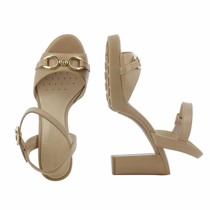 Дамски Сандали На Ток GEOX - D55B6A D WALK PLEASURE 85S BEIGE