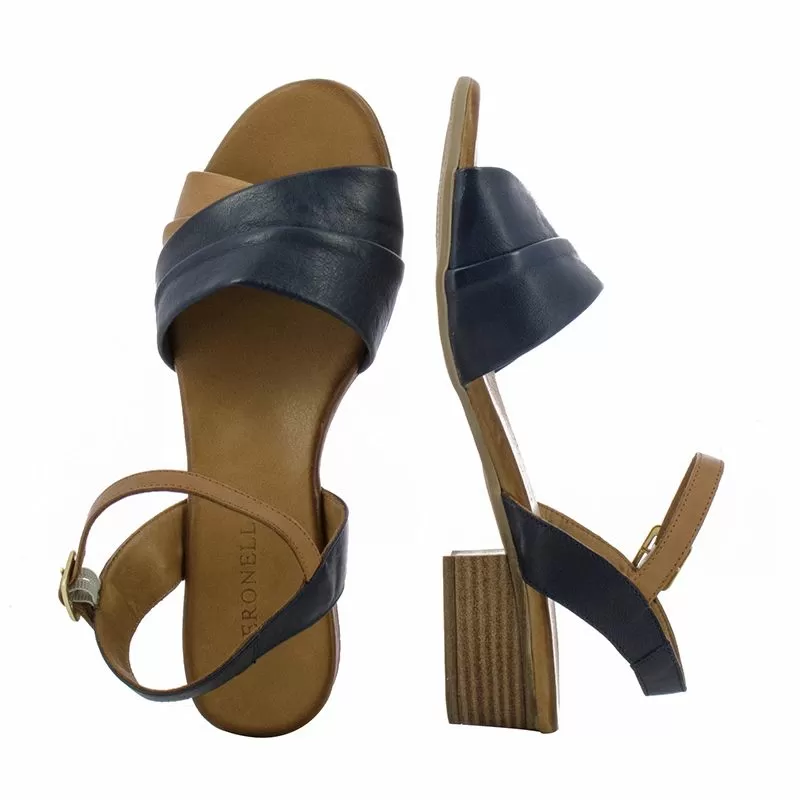 Дамски Сандали На Ток VERONELLA - 030-54-0266 DEEP OCEAN/COCONUT