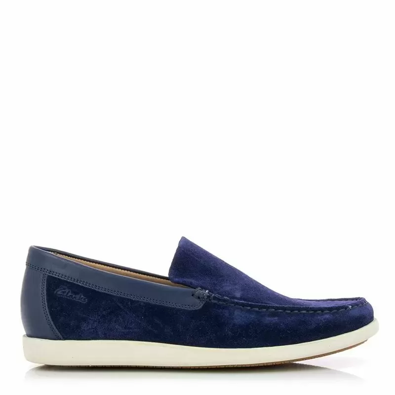 Мъжки мокасини CLARKS - 26159627 Ferius Creek Dark Blue Combi