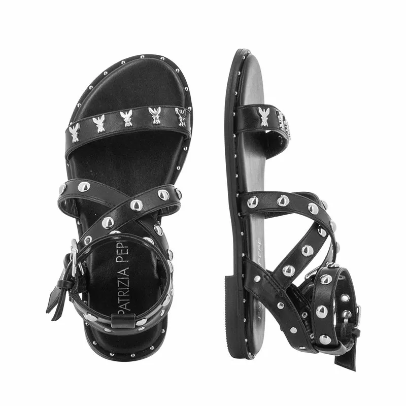 Сандали Момичета PATRIZIA PEPE - PPJ180.01 NERO/NIKEL