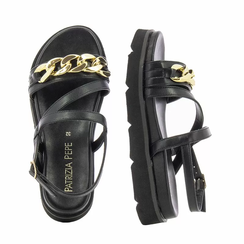 Сандали Момичета PATRIZIA PEPE - PPJ185.01 NERO/PLATINO